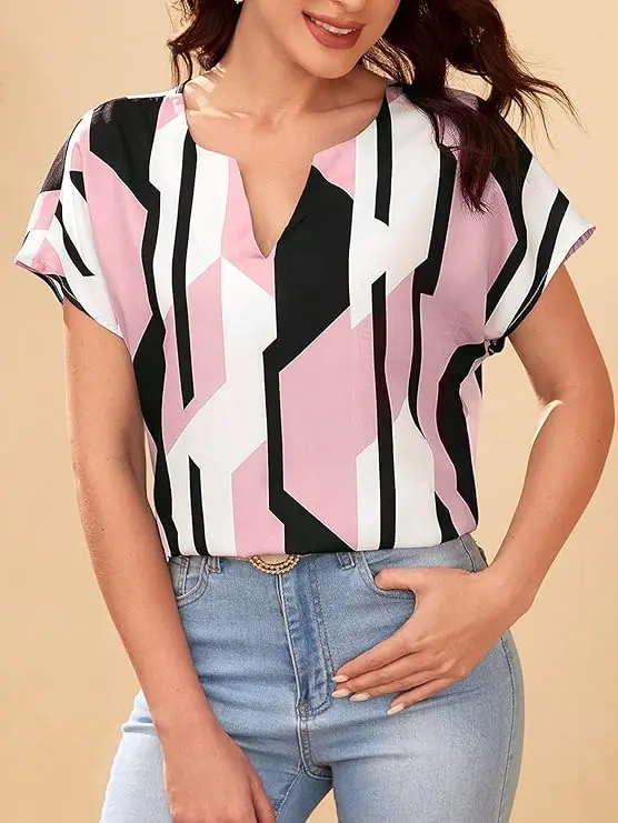 Sheetal Associates Women's Casual Regular Sleeves Printed Top,Multicolor - Pack of 1