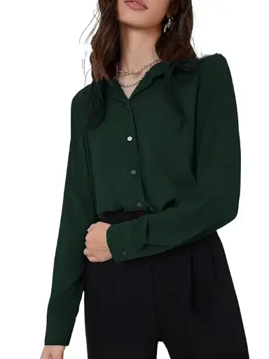 GRECIILOOKS Women's Short Sleeve Button-Down Shirt | Printed Casual Crop Top | Stylish Collared Shirt for Women | Oversized Shirt for Woman
